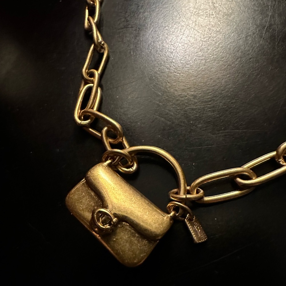 Coach Mini Tabby Brass Necklace